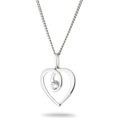 Afbeelding van Miore Hart Zirkoon Ketting met Hanger Dames Conflictvrije Edelstenen 9 Karaat Kleur Witgoud Handgemaakte Hoogwaardige Sieraden