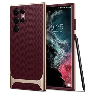 Afbeelding van Samsung Galaxy S22 Ultra Hoesje Kunststof Spigen Hardcase/Backcover Rood Telefoonhoesje Shockproof/Valbescherming