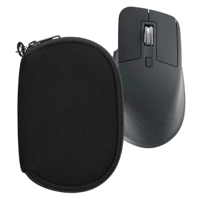 Afbeelding van kwmobile computermuis hoes geschikt voor Logitech MX Master 3 / 3S 2S hoesje Muis beschermhoes met rits Mouse case van neopreen in zwart