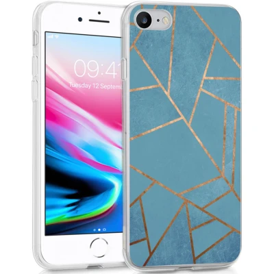 Afbeelding van Apple iPhone SE (2022) Hoesje Siliconen en TPU (zacht) iMoshion Softcase/Backcover Blauw Telefoonhoesje