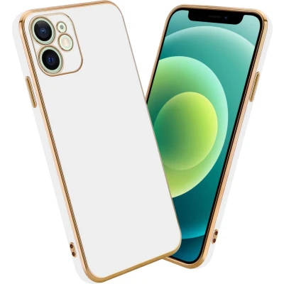 Afbeelding van Cadorabo Hoesje geschikt voor Apple iPhone 12 MINI in Glossy Wit Goud Beschermhoes Case Cover van flexibel TPU silicone en met camerabescherming