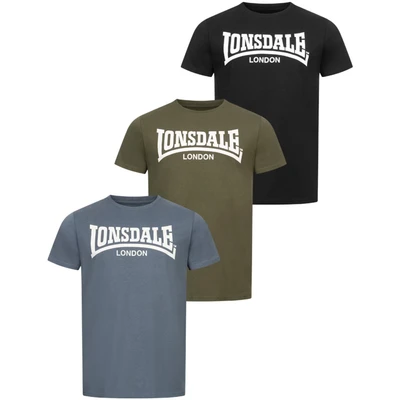 Afbeelding van Lonsdale Heren Hinstock T shirt, zwart/groen/blauw, S
