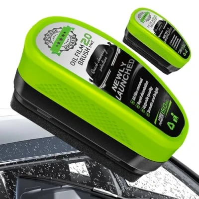 Afbeelding van Einesin upgrade Automotive 120ml oliefilm reinigingsborstel, herbruikbare glazen coating voor voorruit, voorkomt regen en mist reiniging borstel, groen (2 stuks)