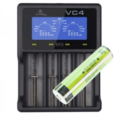 Afbeelding van Panasonic 18650 Li ionbatterij beschermd met 3,7 volt, 3400 mAh en LCD snellader