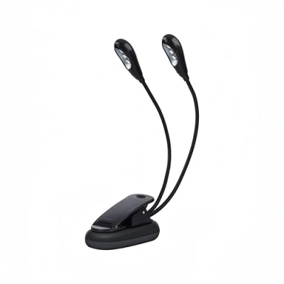 Afbeelding van LED Licht für Notenständer, Einstellbar Doppelkopf Clip auf Lampe mit USB Kabel E Reader Buch &amp; Bett Kopfteil(6 Perlen)