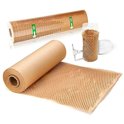 Afbeelding van SZSYumUnion Verpakkingspapier 12 &quot;x300&#039; Honingraat Demping Wrap Roll Verpakking Papier Geperforeerde Bubble voor Verhuizing