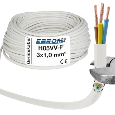 Afbeelding van Slangleiding H05VV F 3G1 mm2 3x1,0 wit 10 m, 25 50 m en 100 meter 10m