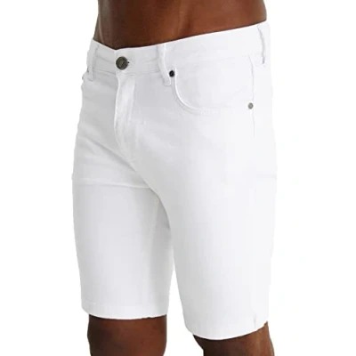 Afbeelding van Leif Nelson Heren Jeans Shorts Broeken Broek LN 1397, Wit, 34W