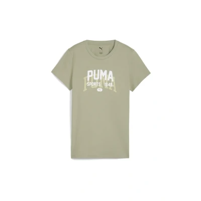 Afbeelding van Puma Grafik Varsity Tshirt print, Dames, Maat: Small, Lux army
