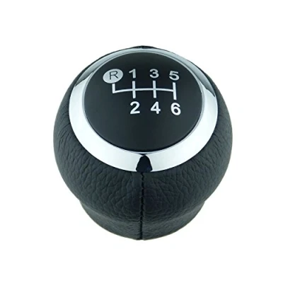 Afbeelding van L&amp;P A279 3 versnellingspook versnellingshendel lederen hendel 6 versnellingen zwart chroom knop M12 fijne schroefdraad compatibel met Toyota Auris E15 E18 Avensis T25 T27 Corolla E14 Yaris P9 P13 Plug Play reserveonderdeel