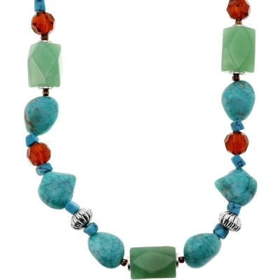 Afbeelding van Behave Ketting met turquoise en bruine kralen