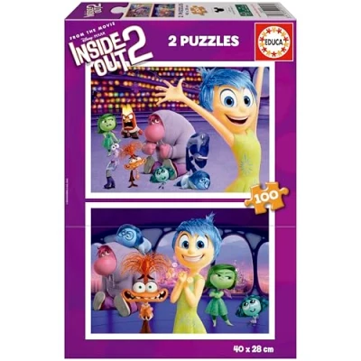 Afbeelding van Educa 2 kartonnen puzzels met 100 delen afbeeldingen van Inside Out 2, leuk voor Double Game meisjes en jongens 6 7 8 jaar (20100)