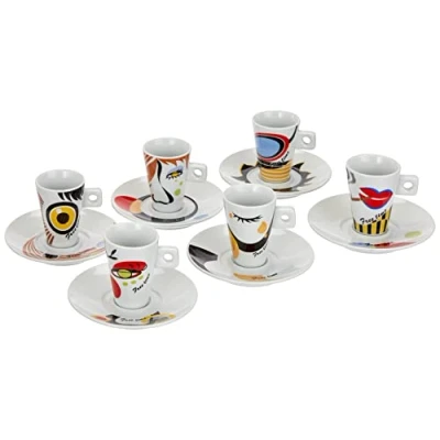 Afbeelding van espressokopjes set 12 delig faces