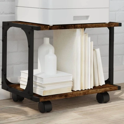 Afbeelding van Printerkastje 2 laags 41x28x33,5 cm bewerkt hout gerookt eiken