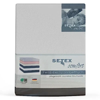 Afbeelding van Setex Fijn flanellen laken met elastiek, behaaglijk zacht, flanel hoeslaken van 100% katoen elastiek rondom, beddengoed het hele jaar door, 180 x 200 cm, wit