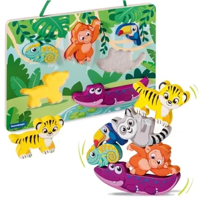 Afbeelding van Ravensburger PLAY+ Zintuiglijke en magnetische houten puzzel In de jungle Vanaf 1 jaar oud Franse versie 34017