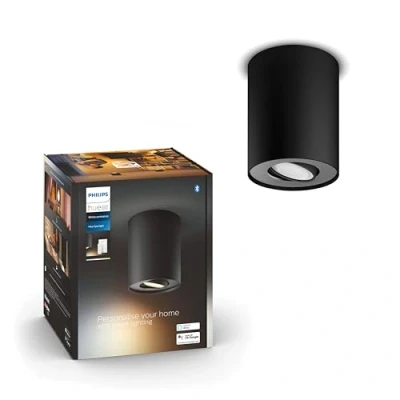 Afbeelding van Philips Hue Pillar opbouwspot warm tot koelwit licht 1 spot zwart dimmer switch GU10