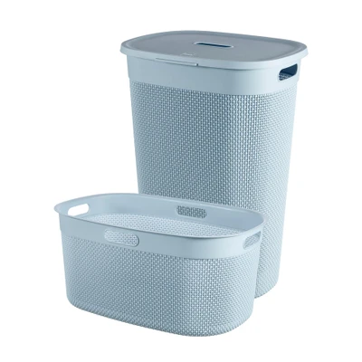 Afbeelding van Curver Filo Wasmand met deksel 55L + 45L Blauw/Grijs