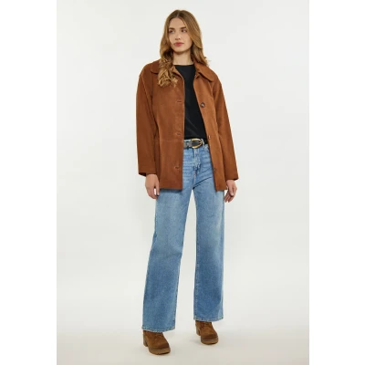 Afbeelding van Dreimaster Mantel Halflange jas, Dames, Maat: 36, Braun