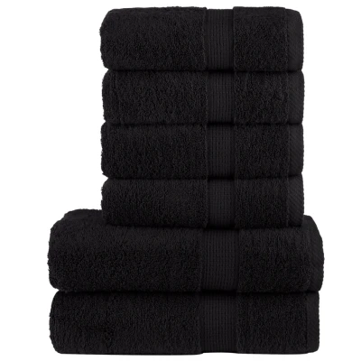Afbeelding van vidaXL 6 delige Handdoekenset 600 g/m² 100% katoen zwart