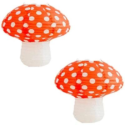 Afbeelding van 2 Pcs Papieren Lantaarns Paddestoelvorm Kind Hangende Lantaarn Ornament Feestdecoratie Lampenkap Tuin Bruiloft Decoratie Verjaardagsfeestje (Rood)