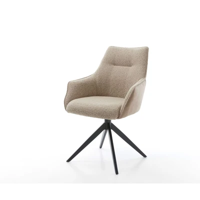Afbeelding van Eetkamerstoel Alja Flex met armleuning kruisframe breed zwart materiaalmix mud pocketveer kern 360 draaibaar