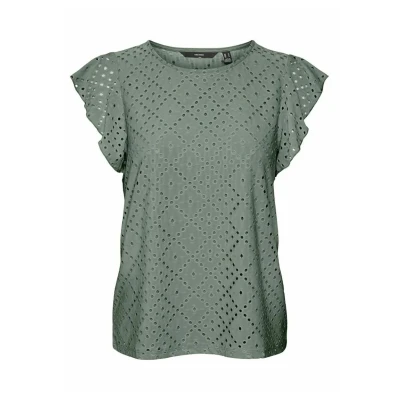 Afbeelding van VERO MODA Dames VMTASSA SL Frill TOP NOOS T shirt, Laurel Wreath, XL, XL