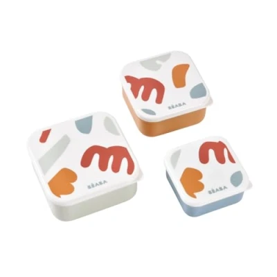 Afbeelding van Béaba Set van 3 Snackdozen Snackdoosjes Voor Kinderen Koekendoosje school Vaatwasser &amp; Magnetron Playful Koektrommel