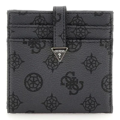 Afbeelding van GUESS Kaarthoes Laurel SLG Tab Card Case Charcoal Logo Donkergrijs