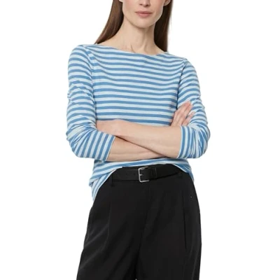 Afbeelding van Marc O&#039;Polo BOAT NECK Striped Longsleeve Multi shiny sky, Dames, Maat: XS, sky