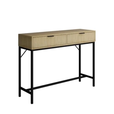 Afbeelding van Vicco Console tafel Lennox, Eiken/Zwart, 100 x 75 cm met 2 laden