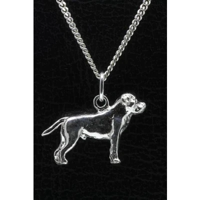 Afbeelding van Zilveren Rottweiler met staart ketting hanger groot