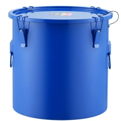 Afbeelding van VEVOR Collecte Gebruikte olie en vet, 37,8 l, olieopvangvat voor friteuse, van koolstofstaal, oliecontainer met deksel, vergrendelingsklemmen, filterzak keuken, blauw