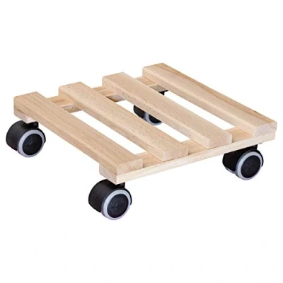 Afbeelding van Wagner plantenroller Paletti 25 x 8 cm, voor binnen, bloemenroller van FSC® massief hout, beuken natuur, potroller draagvermogen 100 kg, made in EU 20009701