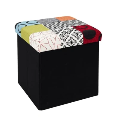 Afbeelding van Home Deco Factory HD6506 Coffre Pouf Pliable Patchwork Rangement Assise 2en1