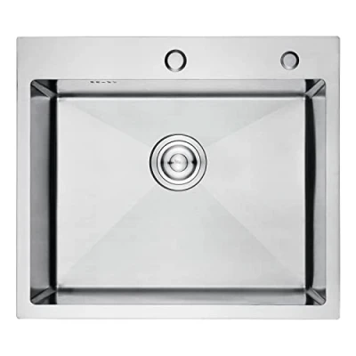 Afbeelding van Ibergrif M85545 Spoelbak Keuken, met Afvoerfilter en Twee Bevestigingsgaten, Roestvrij Staal (55 x 45 cm)