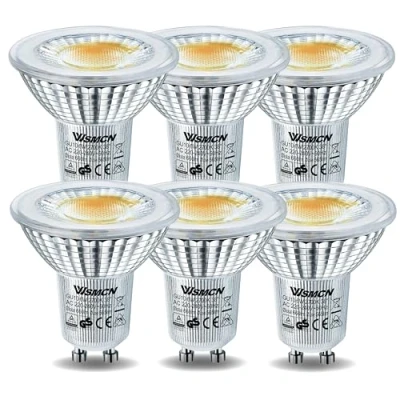 Afbeelding van WSMCN GU10 ledlampen, 6 W, warm wit, 2700 kelvin, set van 6, vervangt 75 W Par16 halogeenlampen, 565 lumen, niet dimbaar, flikkert niet, stralingshoek 38 graden, reflectorlampen