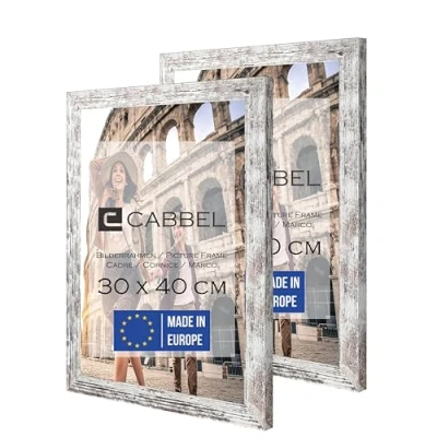 Afbeelding van CABBEL Dubbelpak (set van 2) fotolijsten 30x40 cm, berk, stabiel MDF houten frame, onbreekbaar plexiglas, om op te hangen, ideaal voor foto&#039;s/afbeeldingen/collage