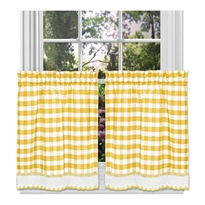 Afbeelding van Achim Home Furnishings Gordijn zachte raametageset, polyester mix, geel, 61 cm B x 147 L (Pack van 1)