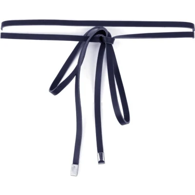 Afbeelding van Lederen knoopriem Smal Donkerblauw
