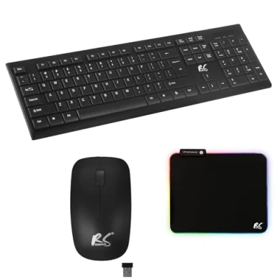 Afbeelding van NanoRS RS580 COMBO Draadloos toetsenbord met muis en muismat LED RGB 1200 DPI Zwart