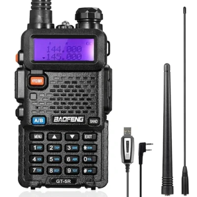 Afbeelding van BAOFENG GT 5R Walkie Talkie, Dual Band radio voor UHF VHF 144 146/430 440MHz, met geheugen 128 kanalen, 1800 mAh batterij, programmeerkabel, hoofdtelefoon volwassenen, wordt ondersteund door