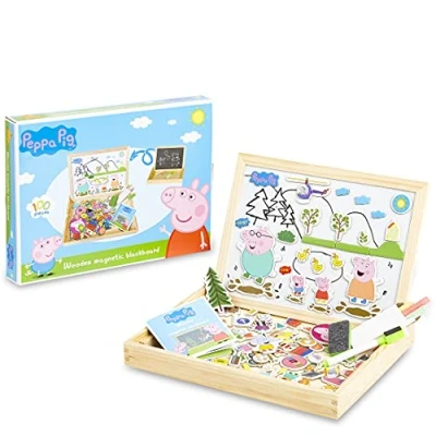 Afbeelding van Peppa Pig Magneten Whiteboard, Dubbelzijdig Krijtbord, Educatief Speelgoed voor Kinderen met Houten Magneet, Kinderspeelgoed 3 Jaar +, Cadeau