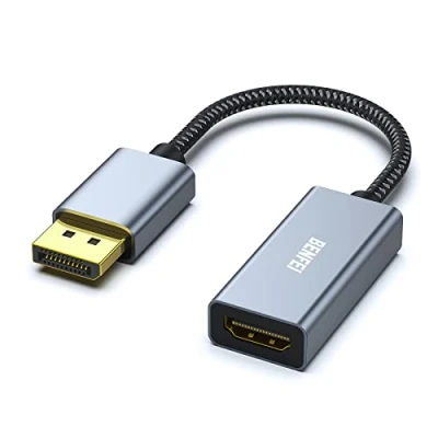 Afbeelding van DisplayPort naar HDMI adapter 4K, BENFEI (DP) ingang uitgangadapter Compatibel met HP, ThinkPad, AMD, NVIDIA, desktop en meer [verguld, aluminium omhulsel nylon kabel]