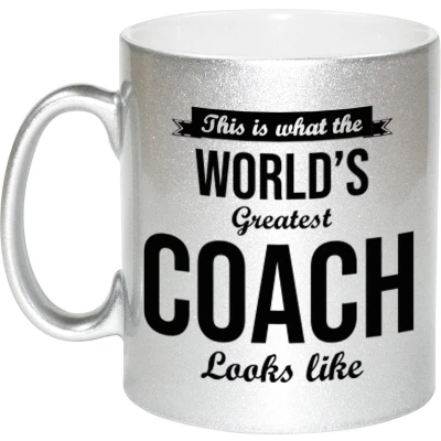 Afbeelding van Worlds Greatest Coach cadeau mok / beker zilverglanzend 330 ml feest mokken