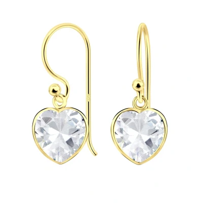 Afbeelding van JoyS Zilveren hart oorbellen zirkonia 8 mm 14k goudplating