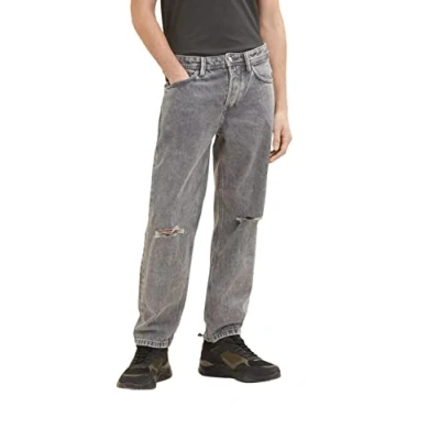 Afbeelding van TOM TAILOR Denim Uomini Loose fit jeans 1034858, 10222 Destroyed Light Stone Grey Den, 34W / 30L