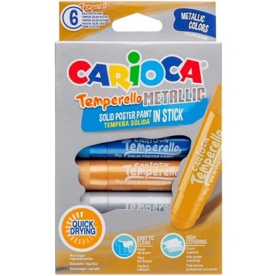 Afbeelding van Carioca Plakkaatverfstick Temperello Metallic, Kartonnen Etui Van 6 Stuks Plakkaatverf