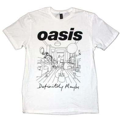 Afbeelding van Oasis Definitely Maybe Line Drawing Heren T shirt 2XL Wit