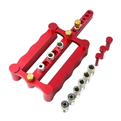 Afbeelding van 6/8/10mm Zelfcentrerende Houtbewerking Doweling Jig Kit Boor Gids Hout Dowel Puncher Locator Timmerwerk Gereedschap Rood